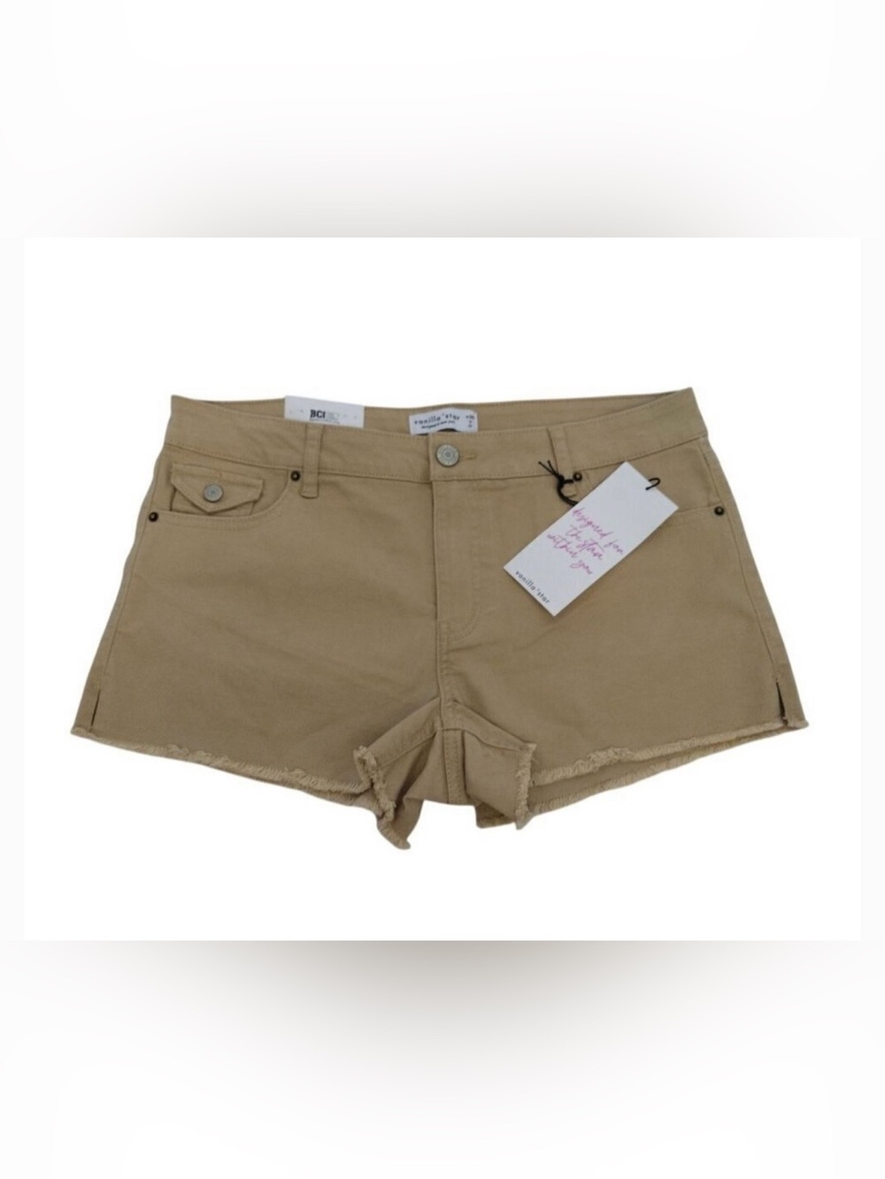 Vanilla Star khaki cut off frayed hem shorts Y2K style. Size 30 NWT
